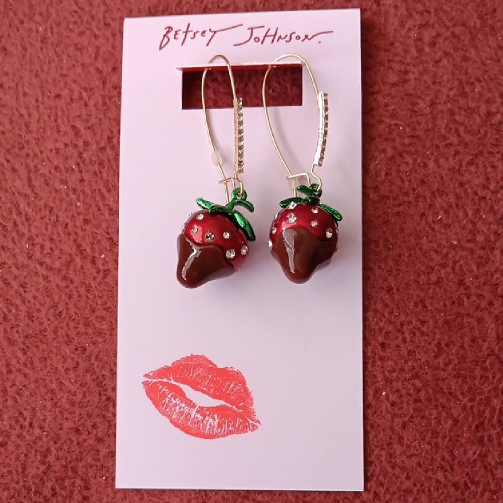 Betsey Johnson Red and Green Strawberry Earrings